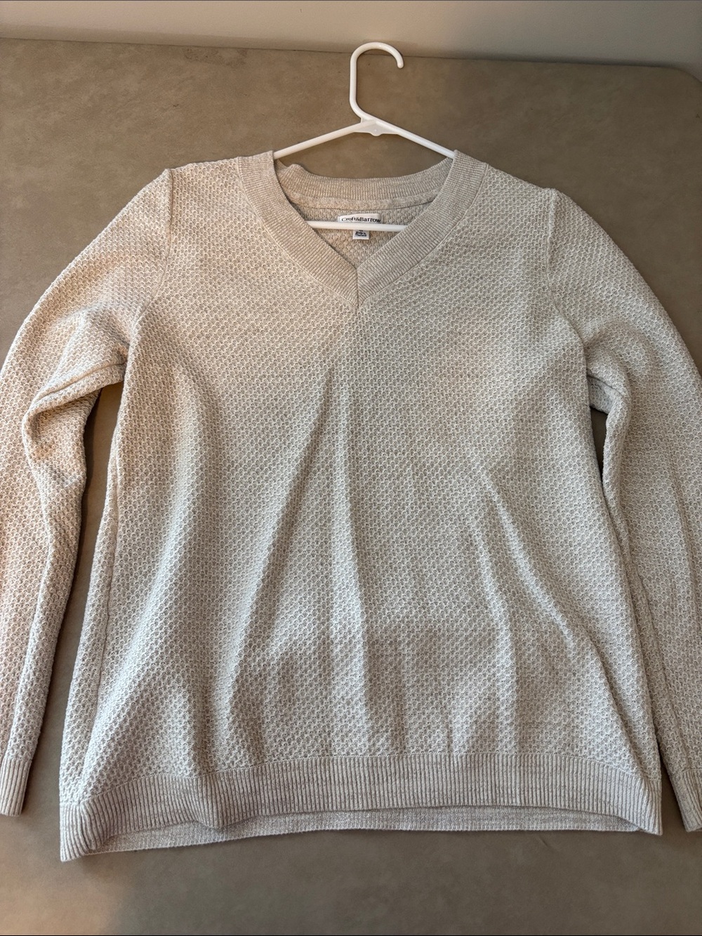 croft & barrow Light Cream Waffle V-Neck Sweater